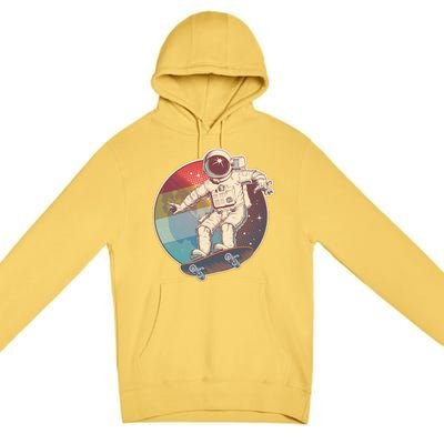 Vintage Retro Skateboarding Astronaut Premium Pullover Hoodie