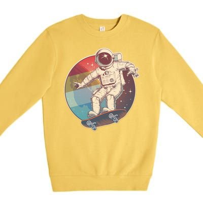 Vintage Retro Skateboarding Astronaut Premium Crewneck Sweatshirt