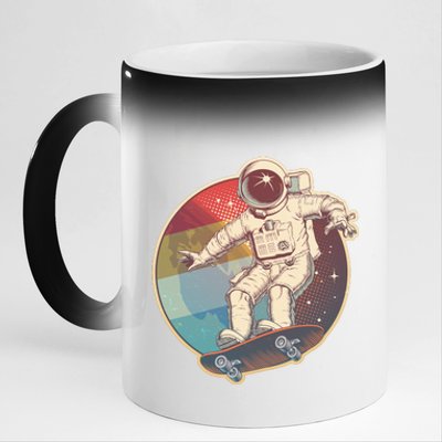 Vintage Retro Skateboarding Astronaut 11oz Black Color Changing Mug