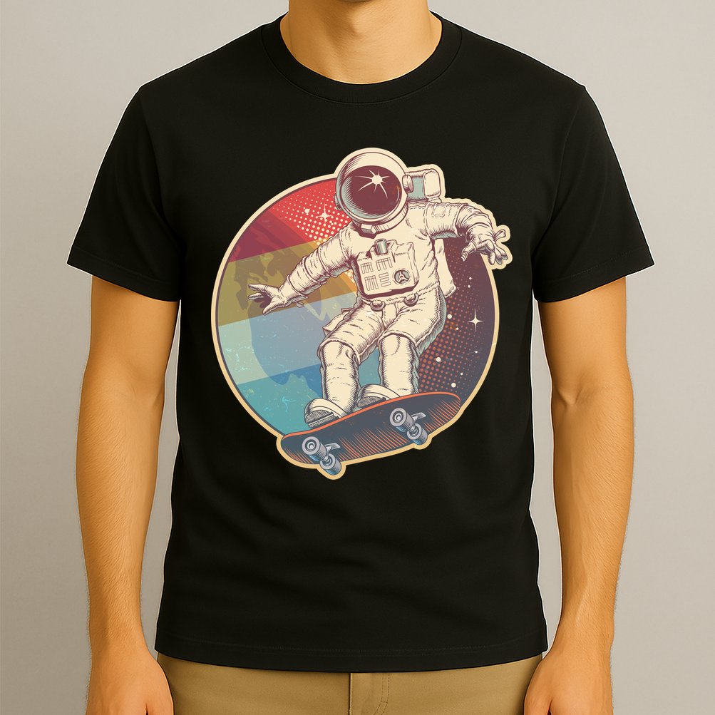 Vintage Retro Skateboarding Astronaut T-Shirt