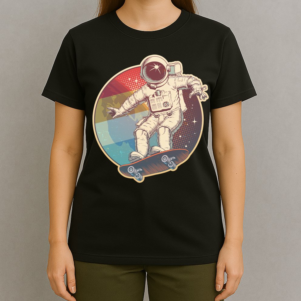 Vintage Retro Skateboarding Astronaut T-Shirt
