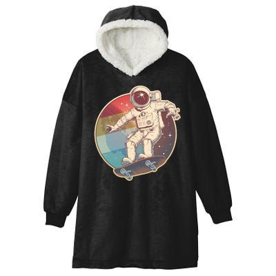 Vintage Retro Skateboarding Astronaut Hooded Wearable Blanket