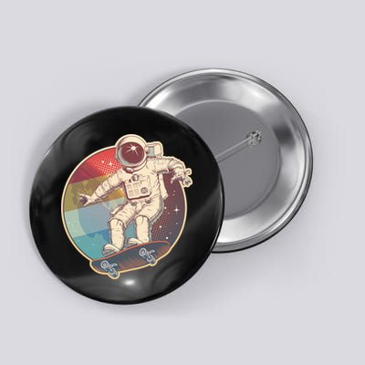 Vintage Retro Skateboarding Astronaut Button
