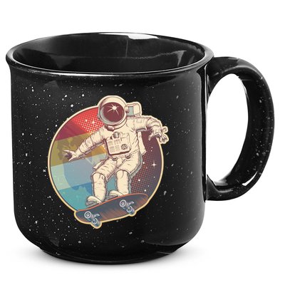 Vintage Retro Skateboarding Astronaut 15oz Campfire Ceramic Mug