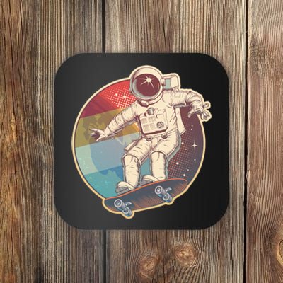 Vintage Retro Skateboarding Astronaut Coaster