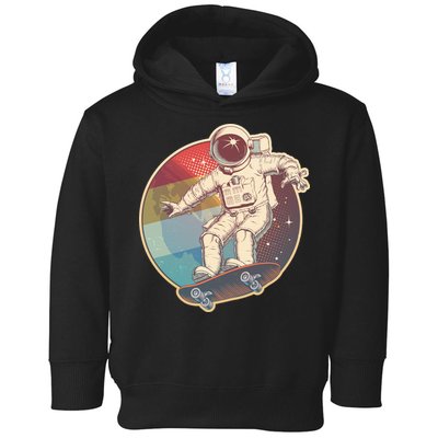 Vintage Retro Skateboarding Astronaut Toddler Hoodie