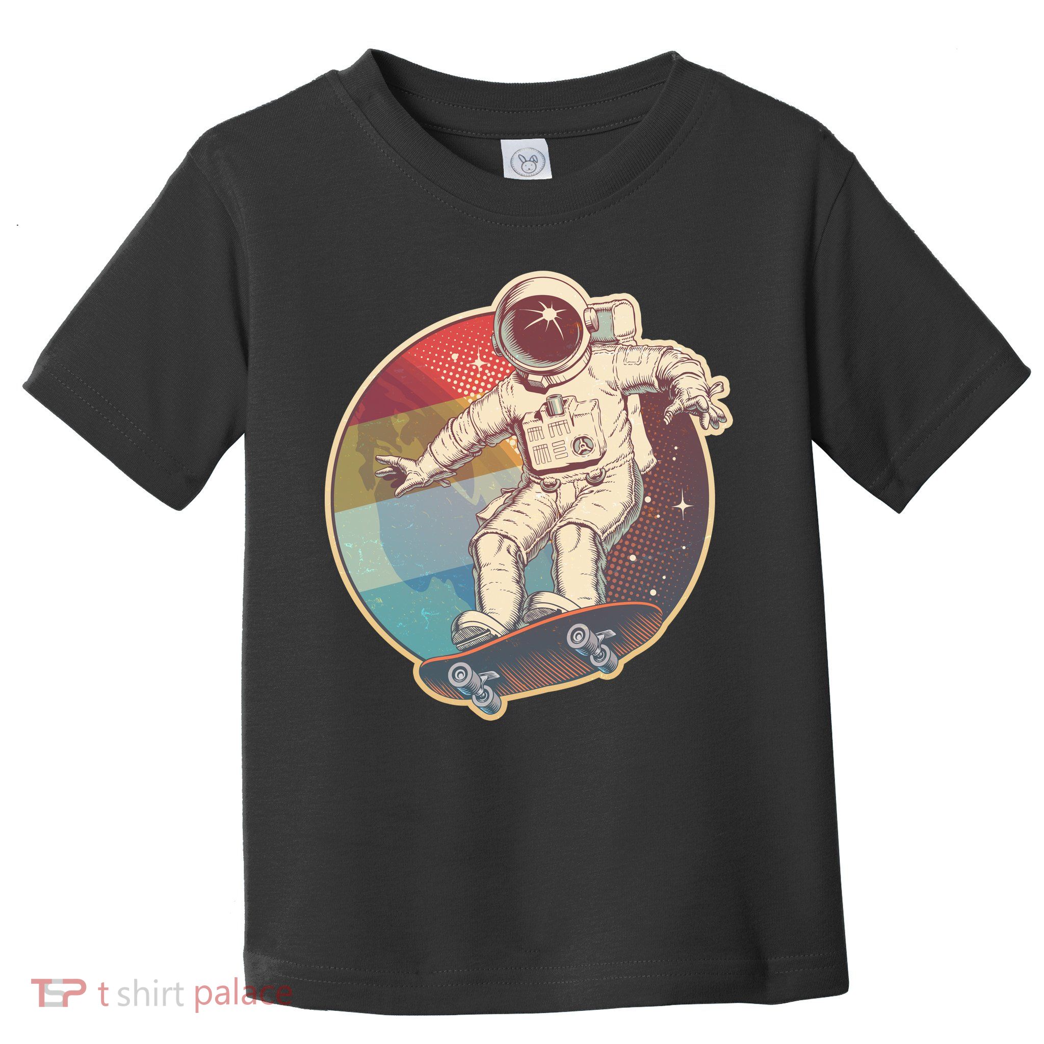 Vintage Retro Skateboarding Astronaut Toddler T-Shirt