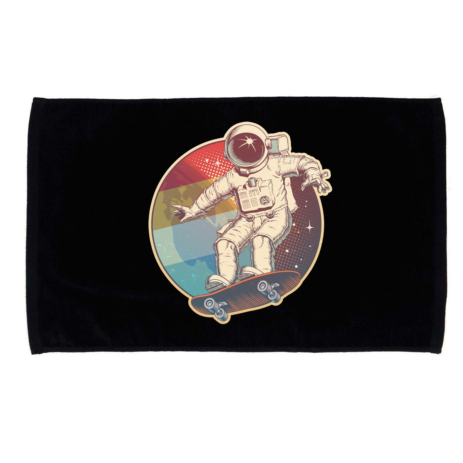 Vintage Retro Skateboarding Astronaut Microfiber Hand Towel