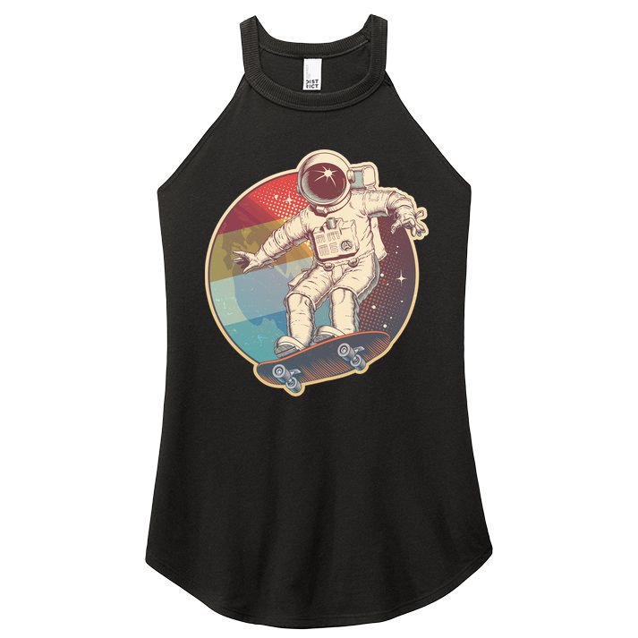 Vintage Retro Skateboarding Astronaut Women's Perfect Tri Rocker Tank