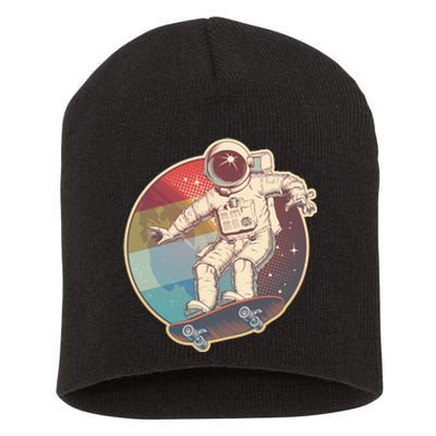 Vintage Retro Skateboarding Astronaut Short Acrylic Beanie