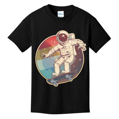 Vintage Retro Skateboarding Astronaut Kids T-Shirt