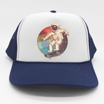 Vintage Retro Skateboarding Astronaut Trucker Hat