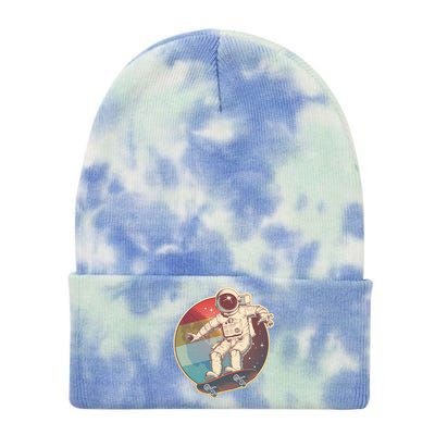 Vintage Retro Skateboarding Astronaut Tie Dye 12in Knit Beanie