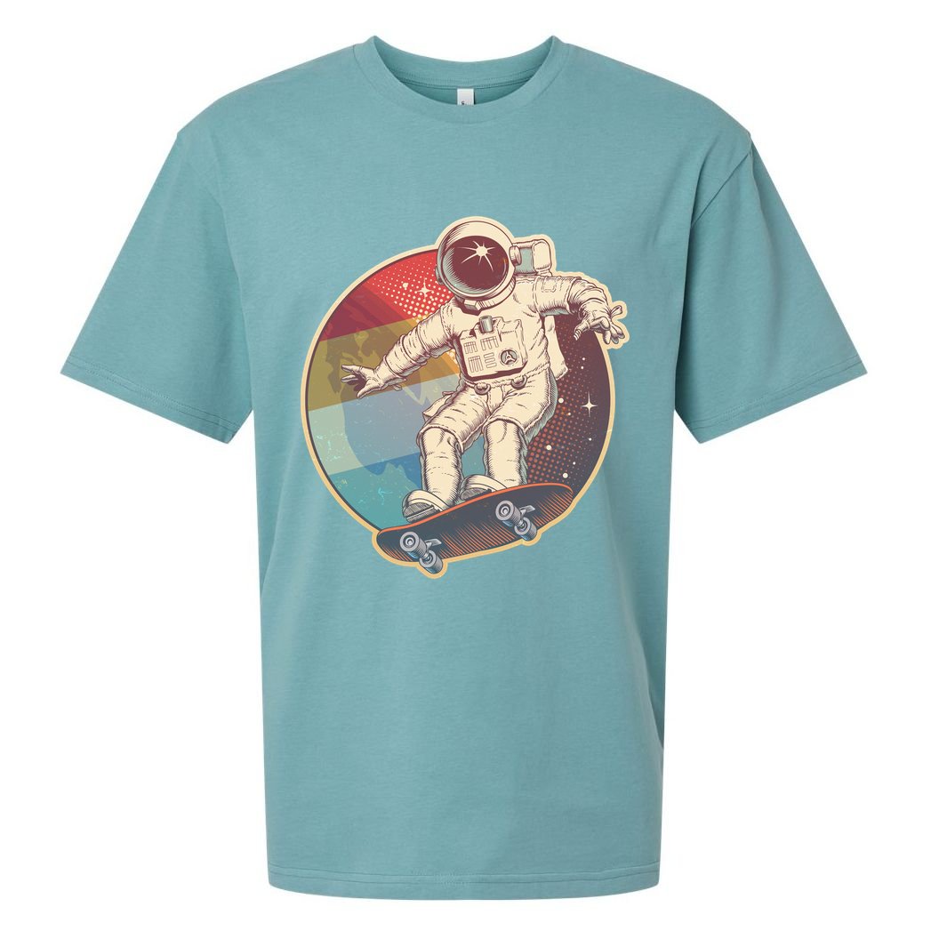 Vintage Retro Skateboarding Astronaut Sueded Cloud Jersey T-Shirt