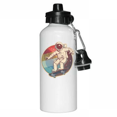 Vintage Retro Skateboarding Astronaut Aluminum Water Bottle