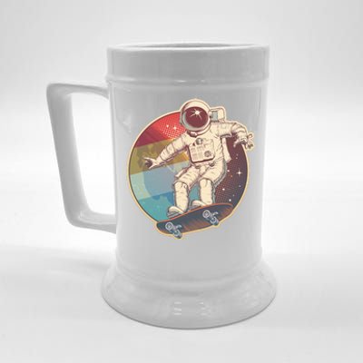 Vintage Retro Skateboarding Astronaut Beer Stein