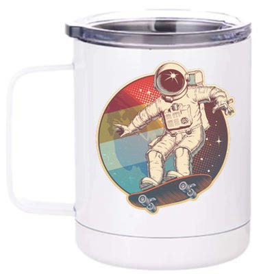 Vintage Retro Skateboarding Astronaut 12 oz Stainless Steel Tumbler Cup