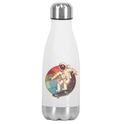 Vintage Retro Skateboarding Astronaut Stainless Steel Insulated Water Bottle