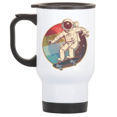 Vintage Retro Skateboarding Astronaut Stainless Steel Travel Mug