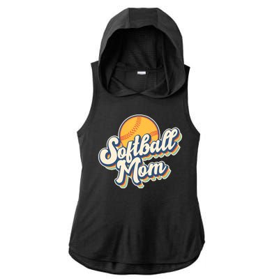 Vintage Retro Softball Mom Ladies PosiCharge Tri-Blend Wicking Draft Hoodie Tank