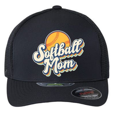 Vintage Retro Softball Mom Flexfit Unipanel Trucker Cap