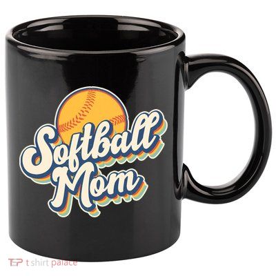 Vintage Retro Softball Mom 11oz C Handle Ceramic Mug