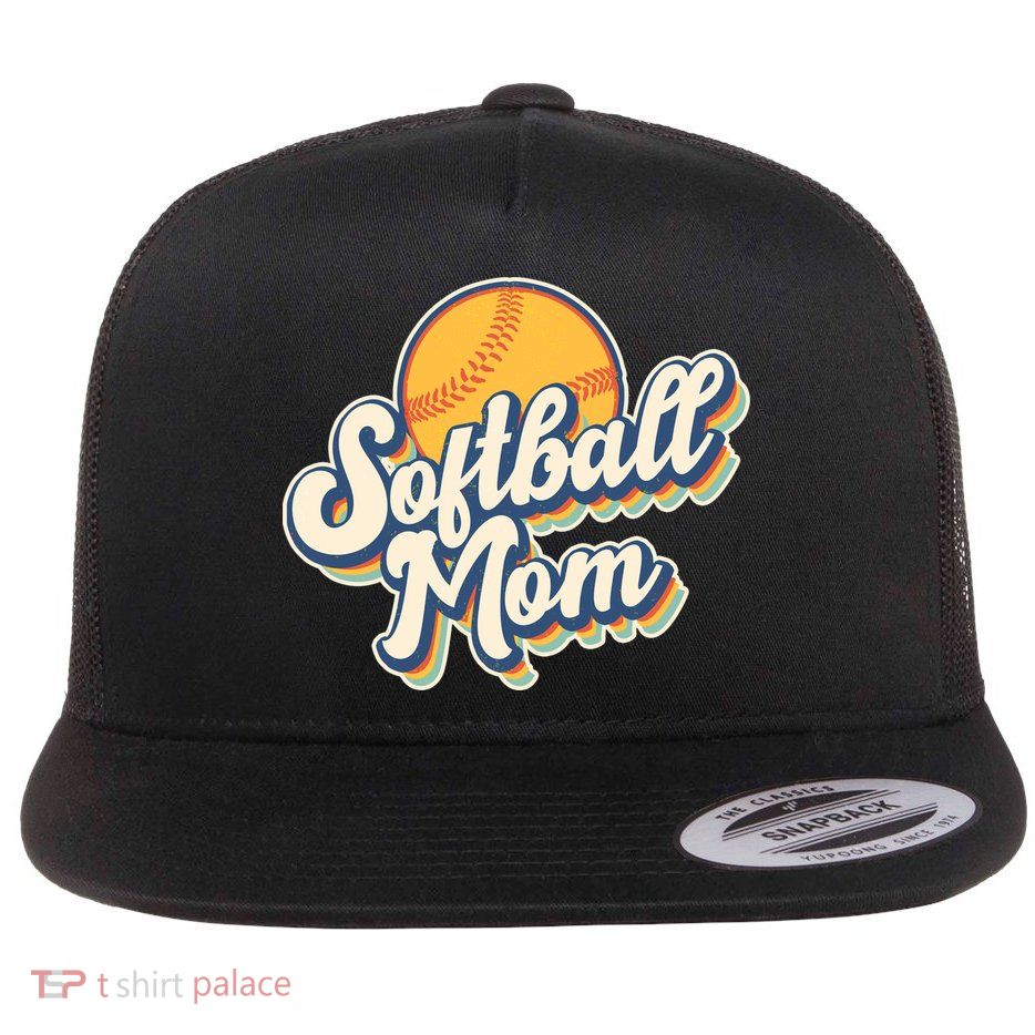 Vintage Retro Softball Mom Flatbill Hat
