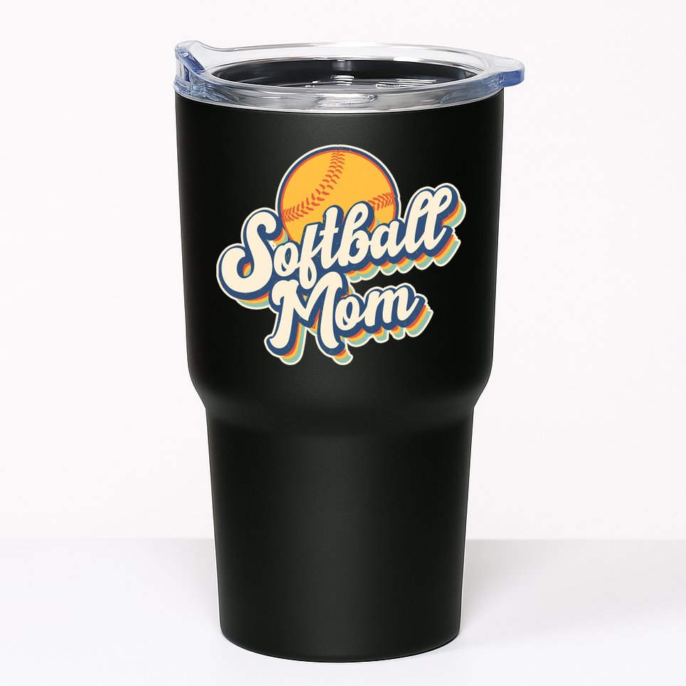 Vintage Retro Softball Mom Tumbler