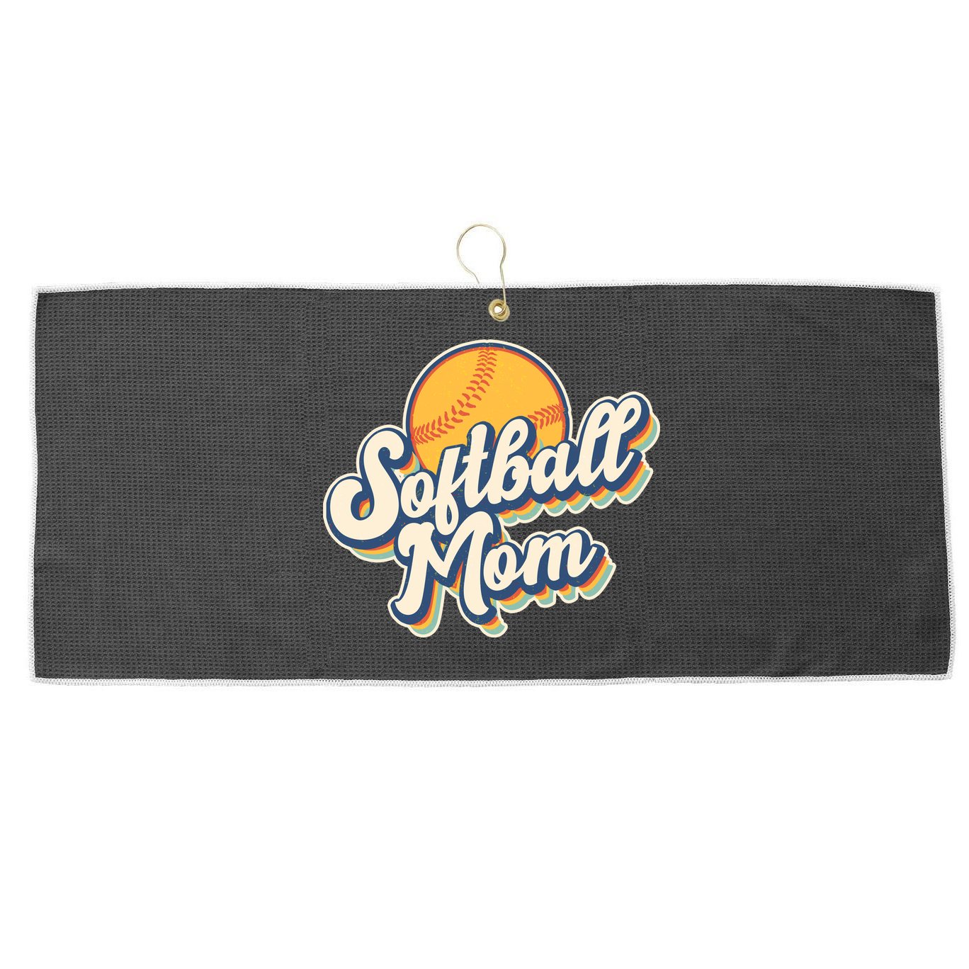 Vintage Retro Softball Mom Large Microfiber Waffle Golf Towel