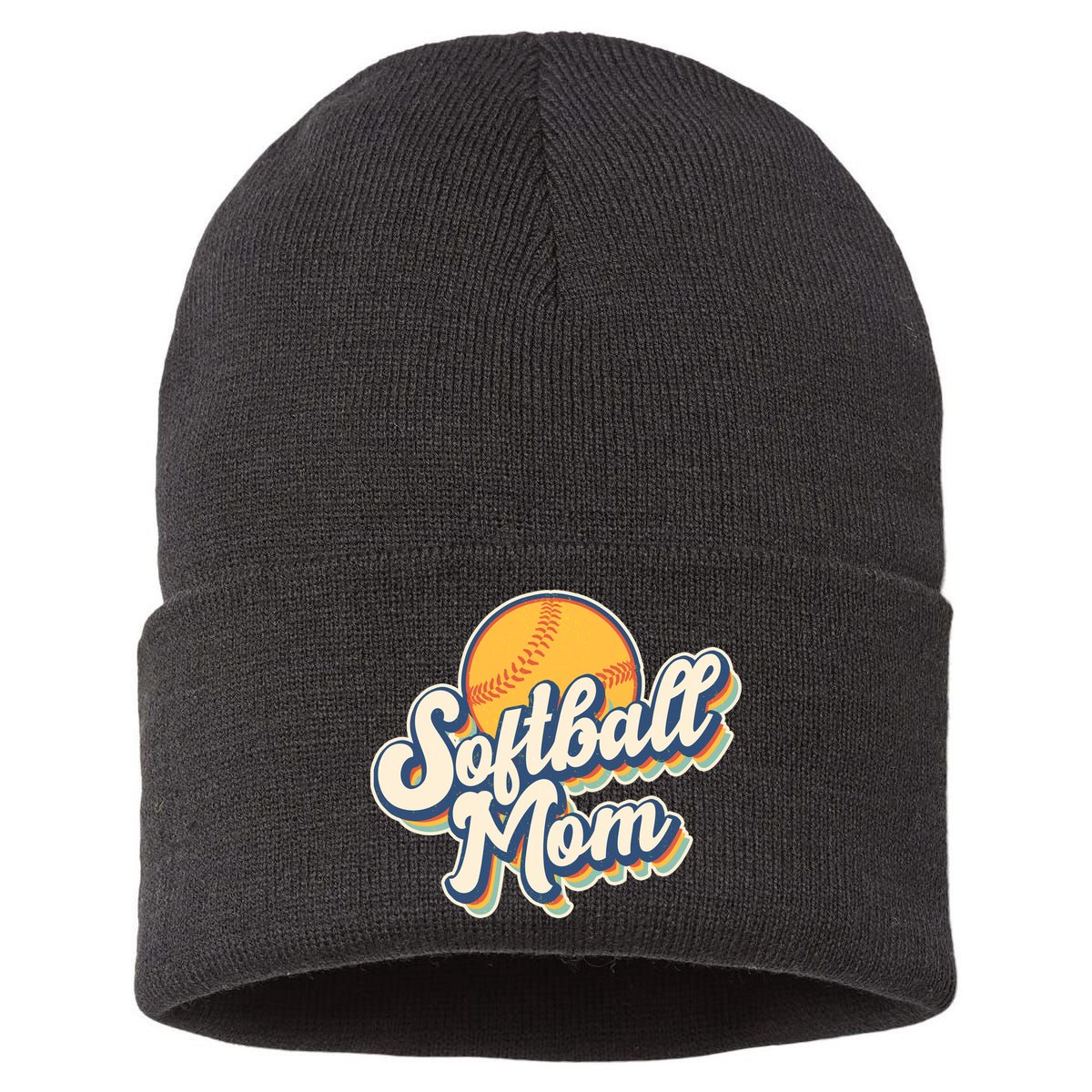 Vintage Retro Softball Mom Sustainable Knit Beanie