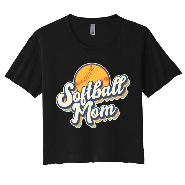 Vintage Retro Softball Mom Crop Top