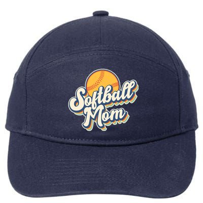 Vintage Retro Softball Mom 7-Panel Snapback Hat