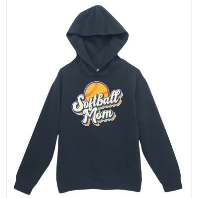 Vintage Retro Softball Mom Urban Pullover Hoodie