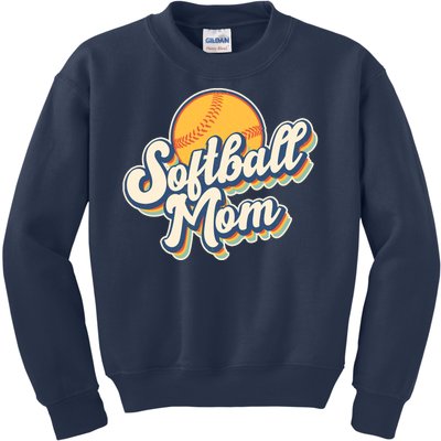 Vintage Retro Softball Mom Kids Sweatshirt