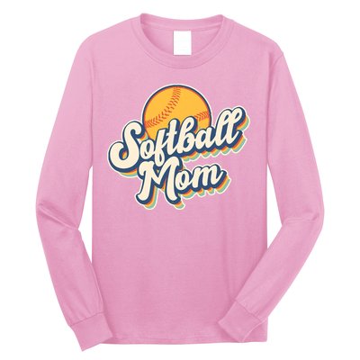 Vintage Retro Softball Mom Long Sleeve Shirt