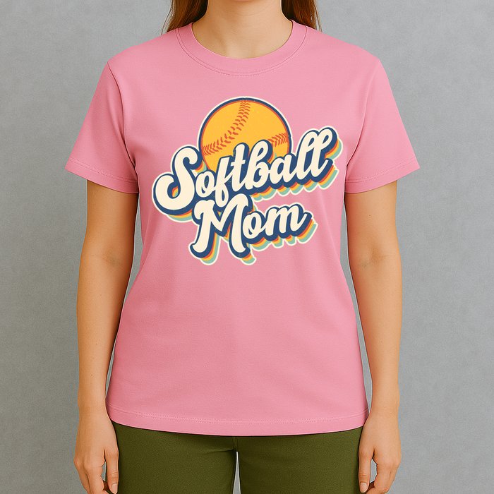 Vintage Retro Softball Mom T-Shirt