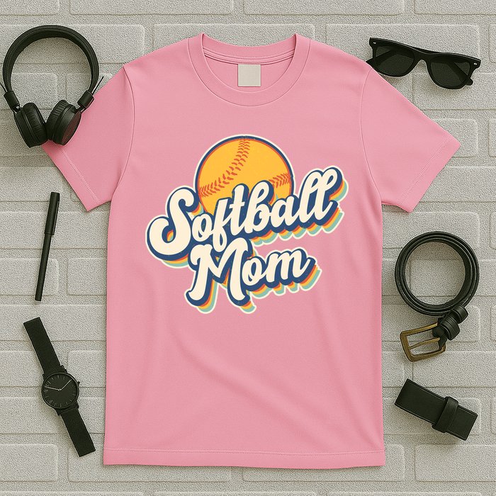 Vintage Retro Softball Mom T-Shirt