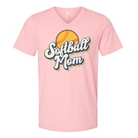 Vintage Retro Softball Mom V-Neck T-Shirt