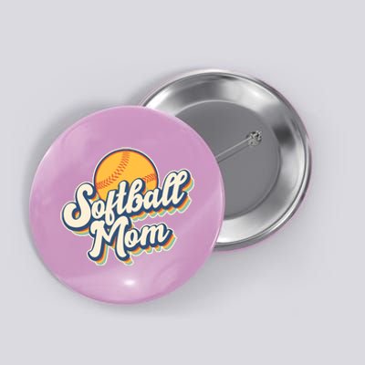 Vintage Retro Softball Mom Button