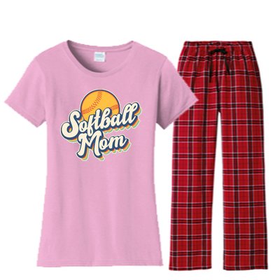 Vintage Retro Softball Mom Women's Flannel Pajama Set