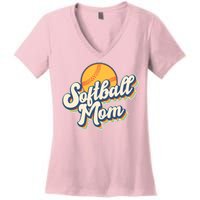 Vintage Retro Softball Mom Women's V-Neck T-Shirt