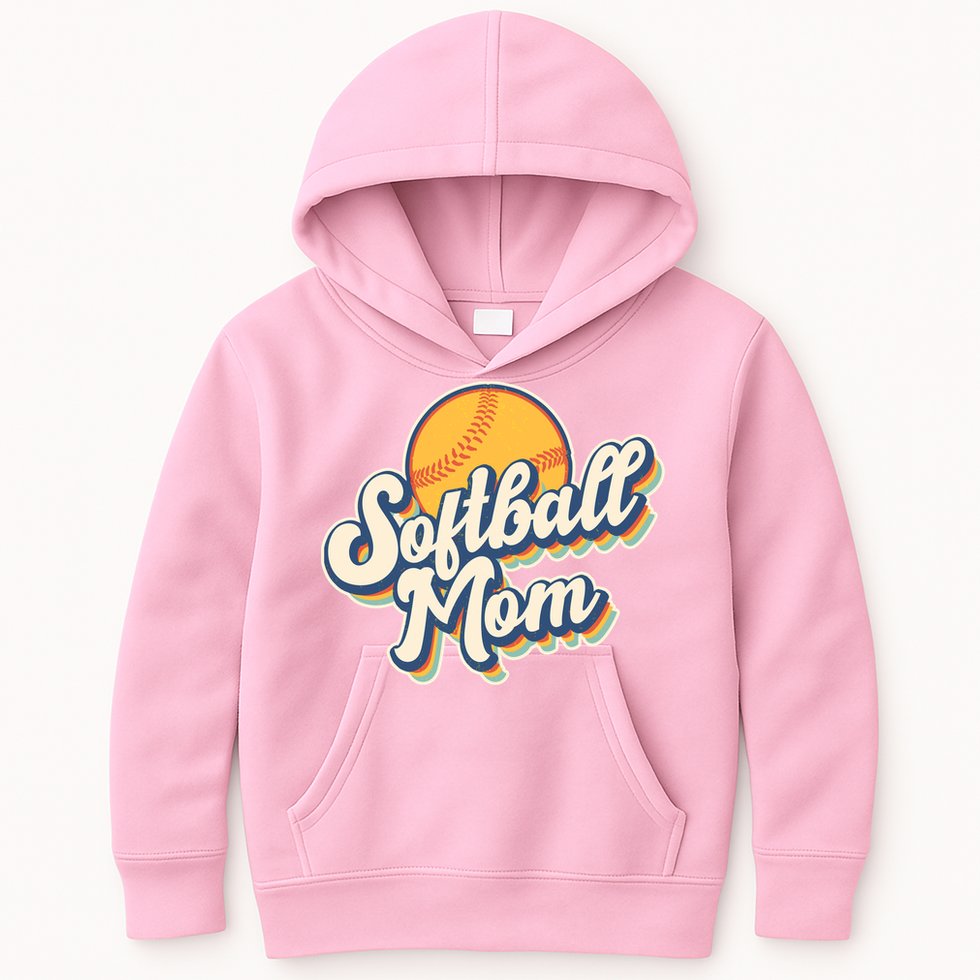 Vintage Retro Softball Mom Kids Hoodie