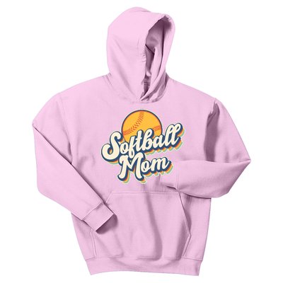 Vintage Retro Softball Mom Kids Hoodie