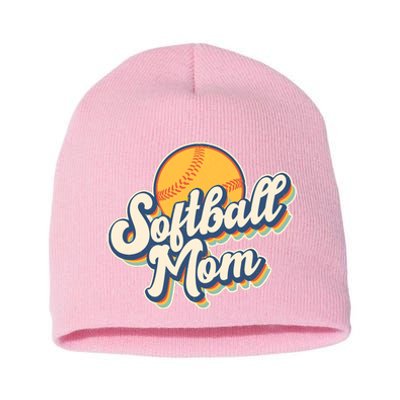 Vintage Retro Softball Mom Short Acrylic Beanie