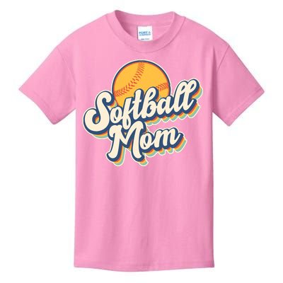 Vintage Retro Softball Mom Kids T-Shirt