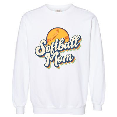 Vintage Retro Softball Mom Garment-Dyed Sweatshirt