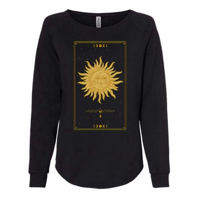 Vintage Retro Sun and Moon Tarot Card Womens California Wash Sweatshirt