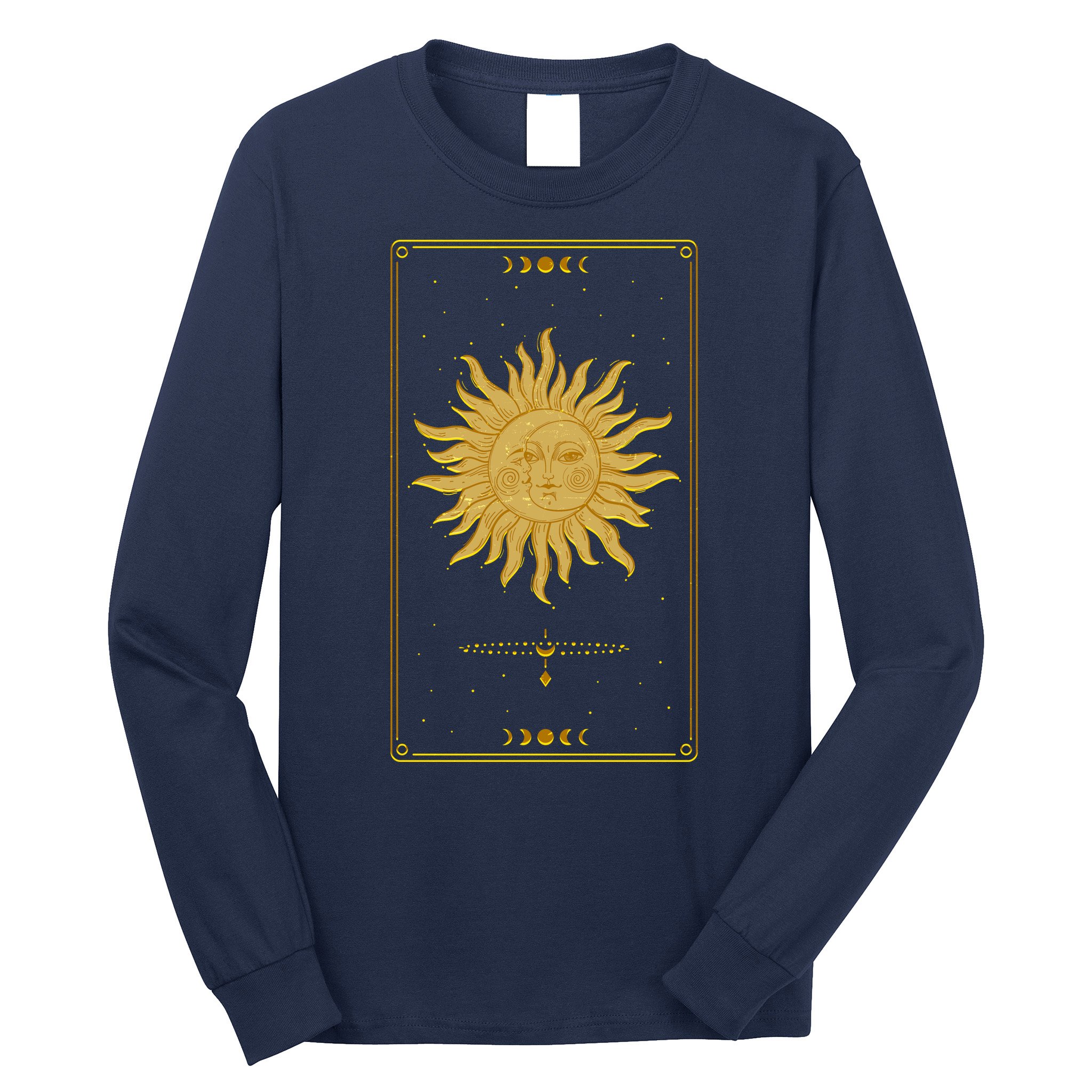 Vintage Retro Sun and Moon Tarot Card Long Sleeve Shirt