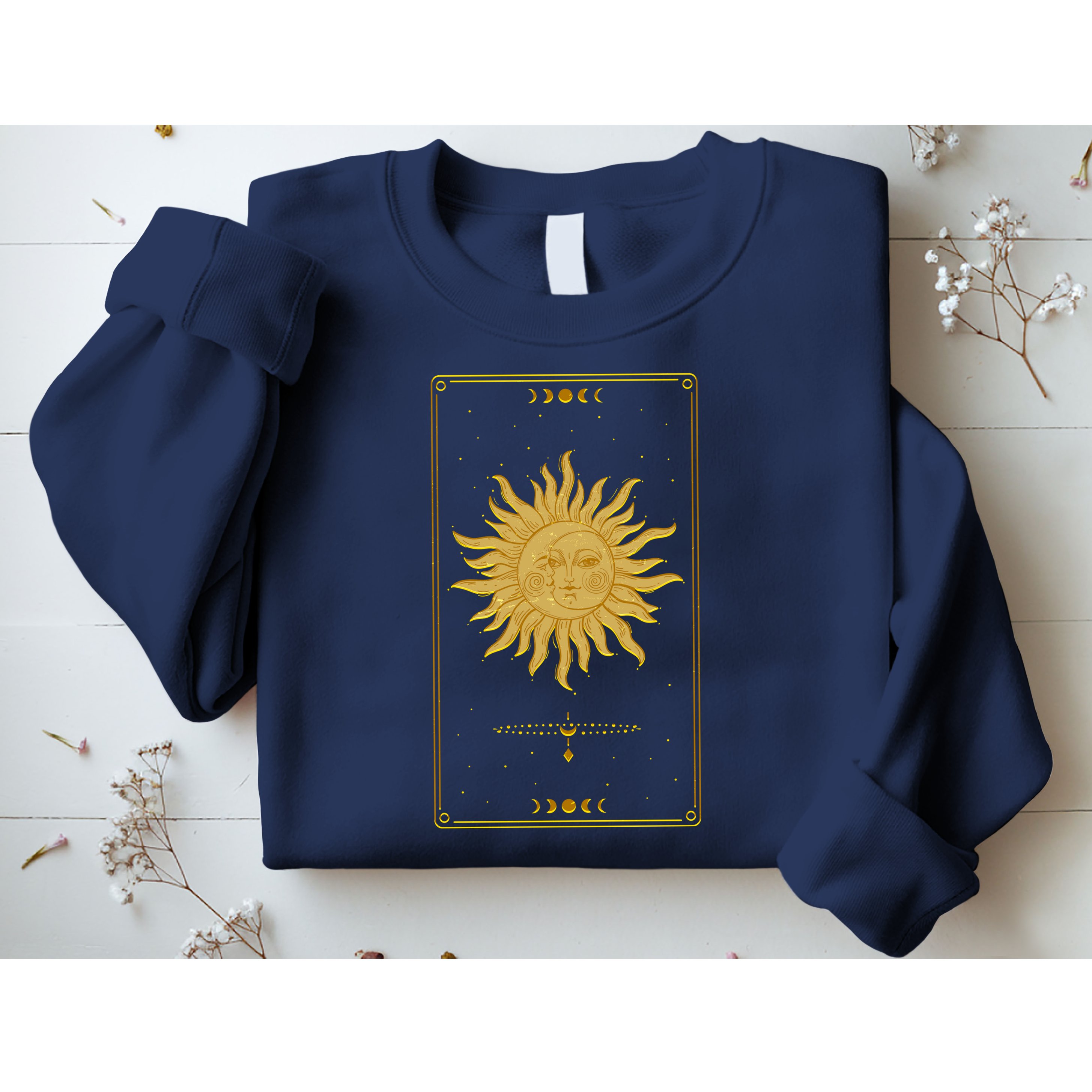 Vintage Retro Sun and Moon Tarot Card Sweatshirt