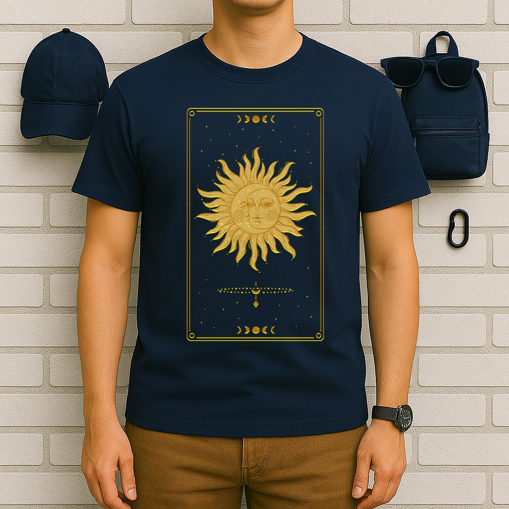 Vintage Retro Sun and Moon Tarot Card T-Shirt